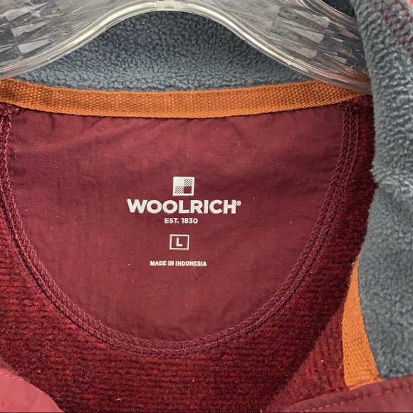 Woolrich Men’s Quarter Snap Pullover Sweater Sweatshirt Flap Pocket Heather Red - Picture 3 of 11